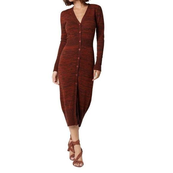 Joie Women's Sz XS Arabian Spice Ebba Button Front Wool Blend Sweater Dress $378 - Picture 1 of 10